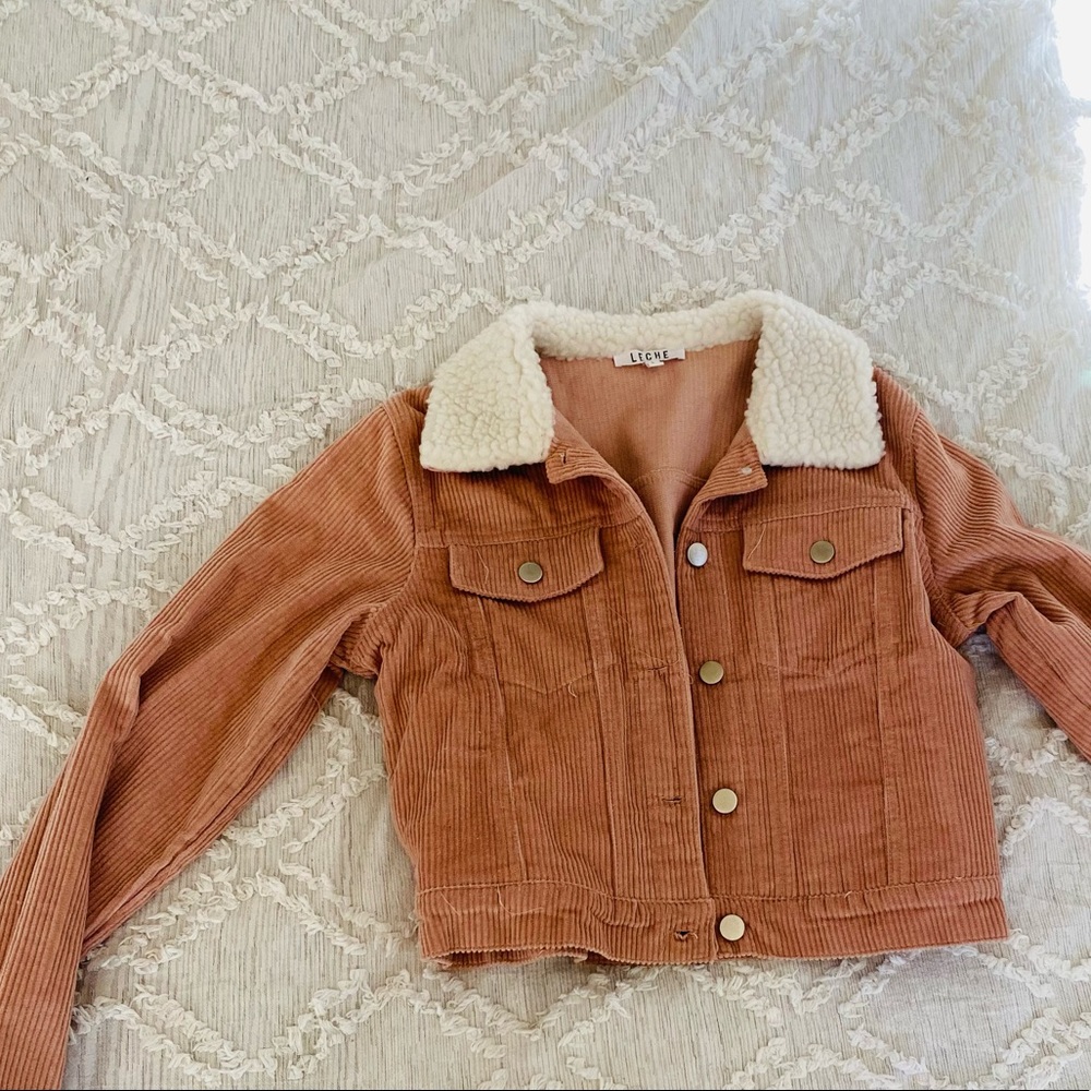 Peach button down jacket